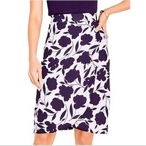 Ann Taylor Wrap Pencil Skirt Women 4 Black White Floral Business Flattering